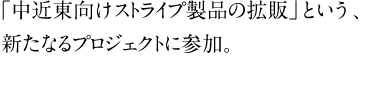 「中近東向けストライプ製品の拡販」という、新たなるプロジェクトに参加。